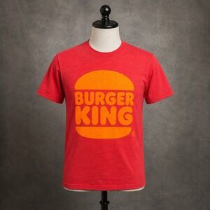 Burger King T-Shirt Mens Medium Red Burger Logo Graphic Tee Crew Neck Fast Food